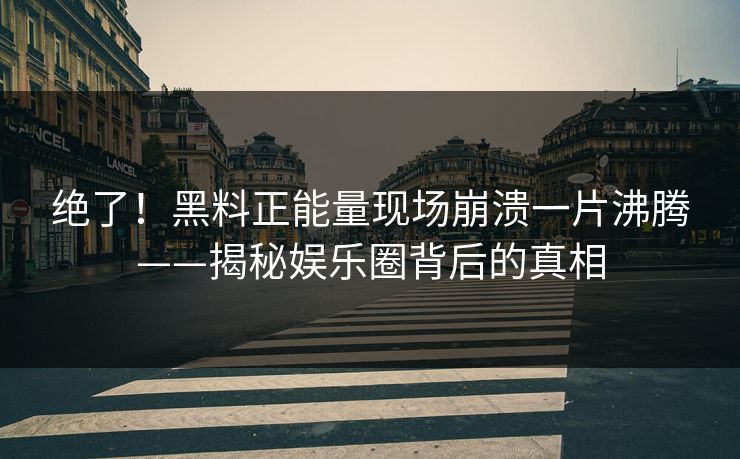 绝了！黑料正能量现场崩溃一片沸腾——揭秘娱乐圈背后的真相