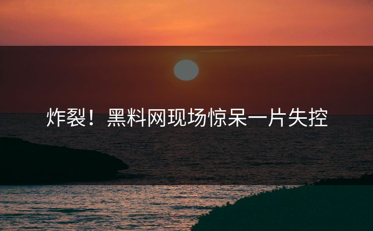 炸裂!黑料网现场惊呆一片失控