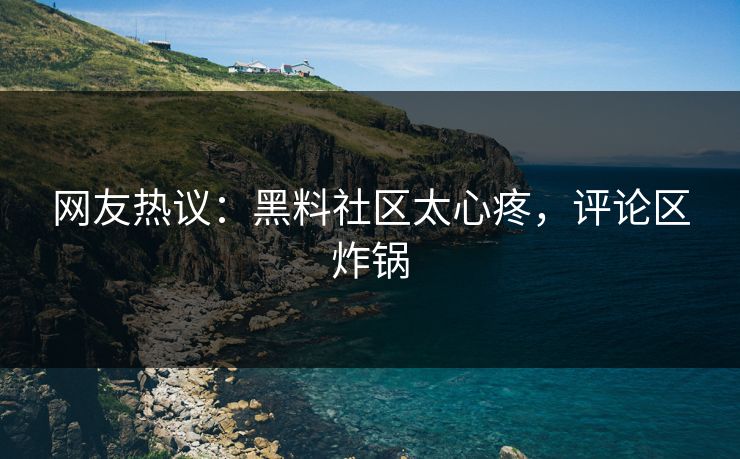 网友热议：黑料社区太心疼，评论区炸锅