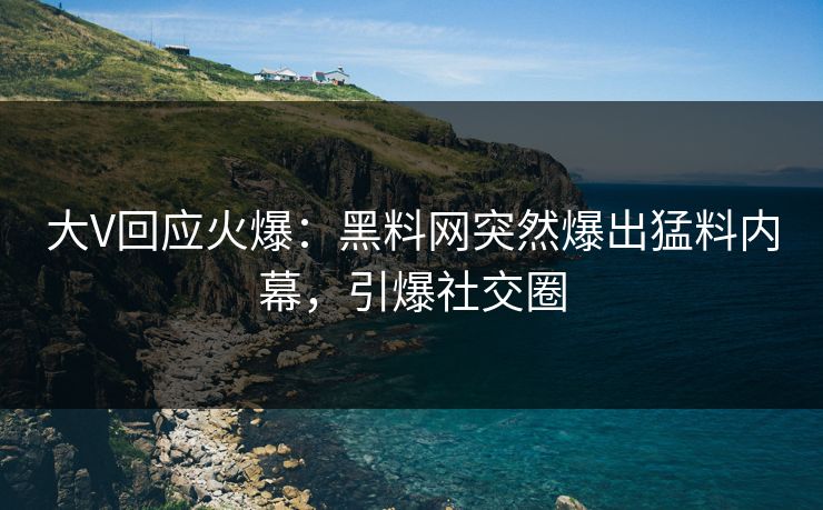 大V回应火爆：黑料网突然爆出猛料内幕，引爆社交圈