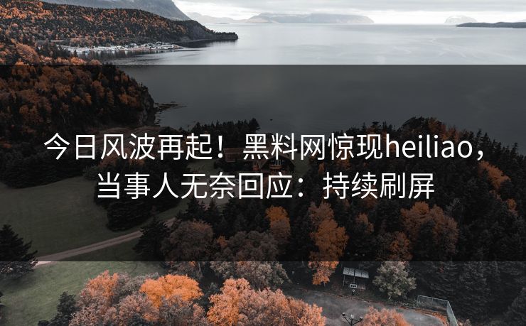今日风波再起！黑料网惊现heiliao，当事人无奈回应：持续刷屏