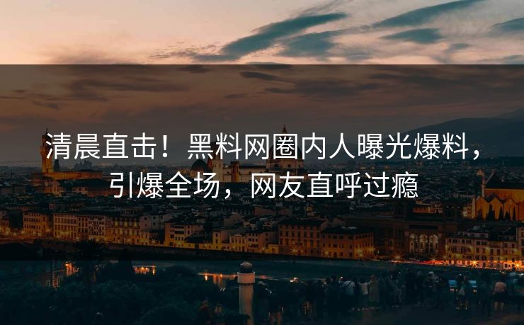 清晨直击！黑料网圈内人曝光爆料，引爆全场，网友直呼过瘾