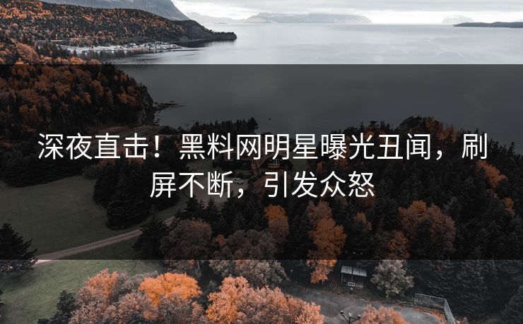 深夜直击！黑料网明星曝光丑闻，刷屏不断，引发众怒