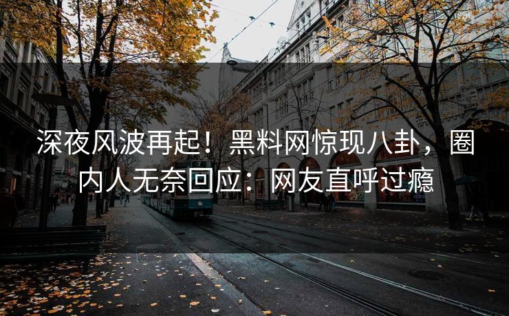 深夜风波再起！黑料网惊现八卦，圈内人无奈回应：网友直呼过瘾