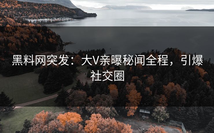 黑料网突发：大V亲曝秘闻全程，引爆社交圈