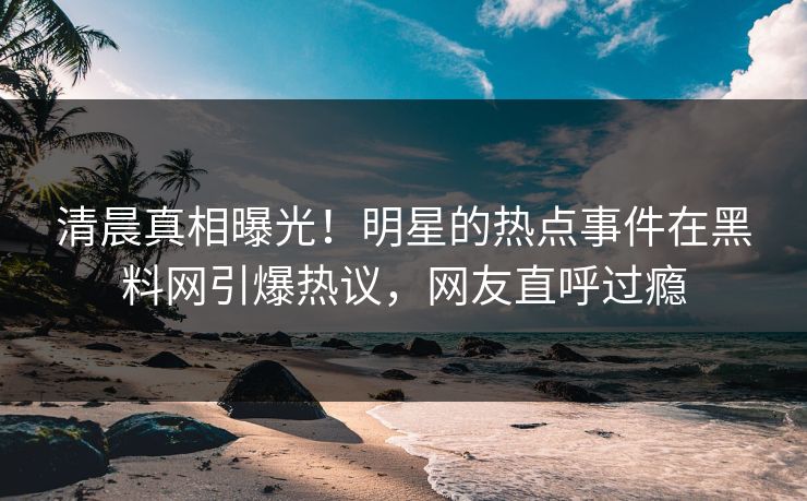 清晨真相曝光！明星的热点事件在黑料网引爆热议，网友直呼过瘾
