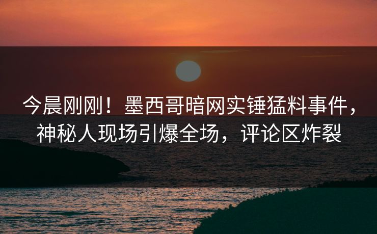 今晨刚刚！墨西哥暗网实锤猛料事件，神秘人现场引爆全场，评论区炸裂