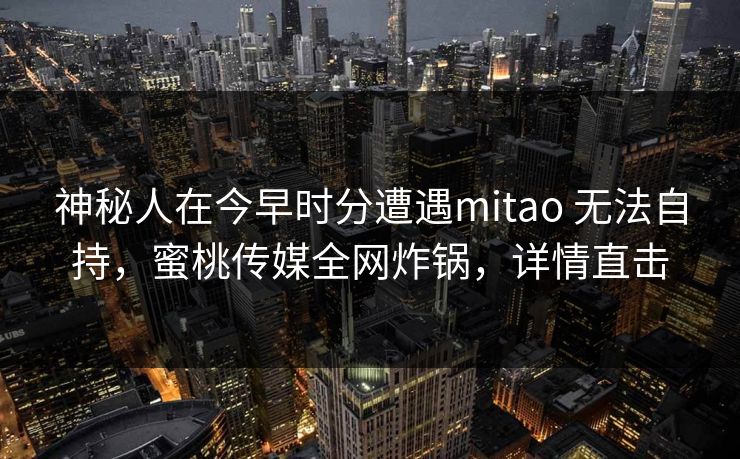 神秘人在今早时分遭遇mitao 无法自持，蜜桃传媒全网炸锅，详情直击